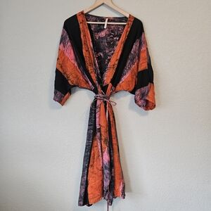 Osei-Duro Hand-Dyed Batik Wrap Dress | Pink Orange Black | XXL